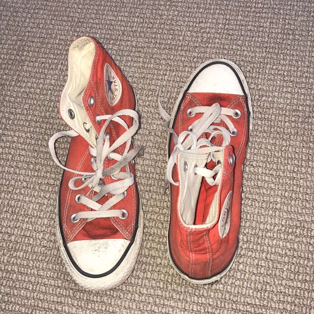 Orange/red all star converse